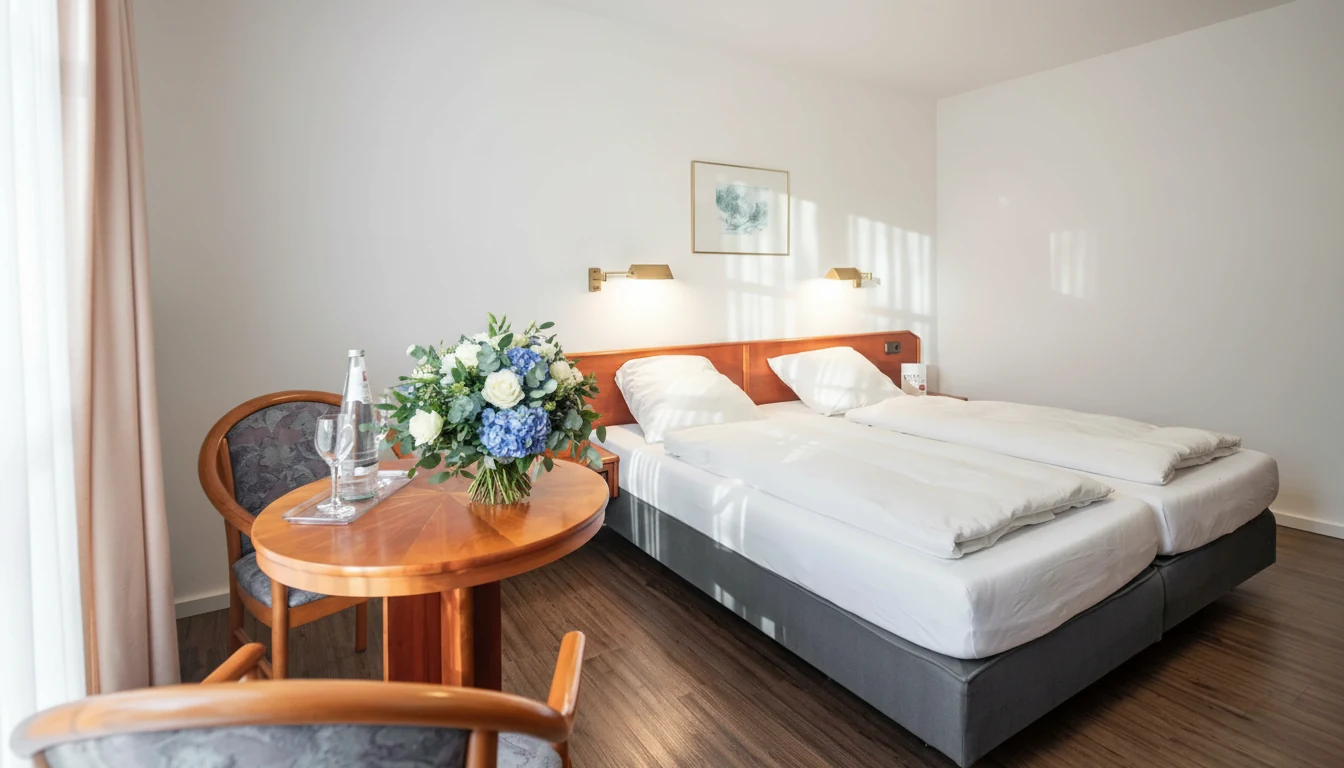 Helles Doppelzimmer im Hotel zur Lichtenburg